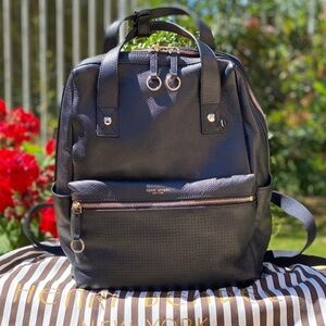 Henri bendel influencer black leather backpack
